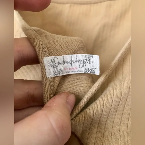 Free People Tan Ribbed Top - Picture 2 of 3